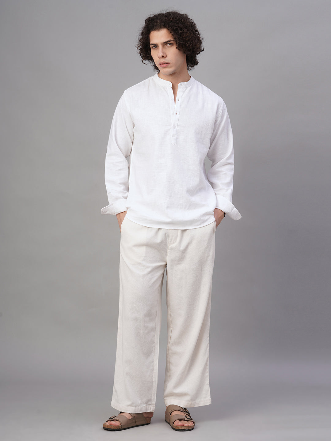 Men's Offwhite 100% Cotton Loose Fit Pant