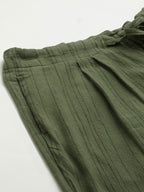 Men's Green Linen Viscose Loose Fit Pant