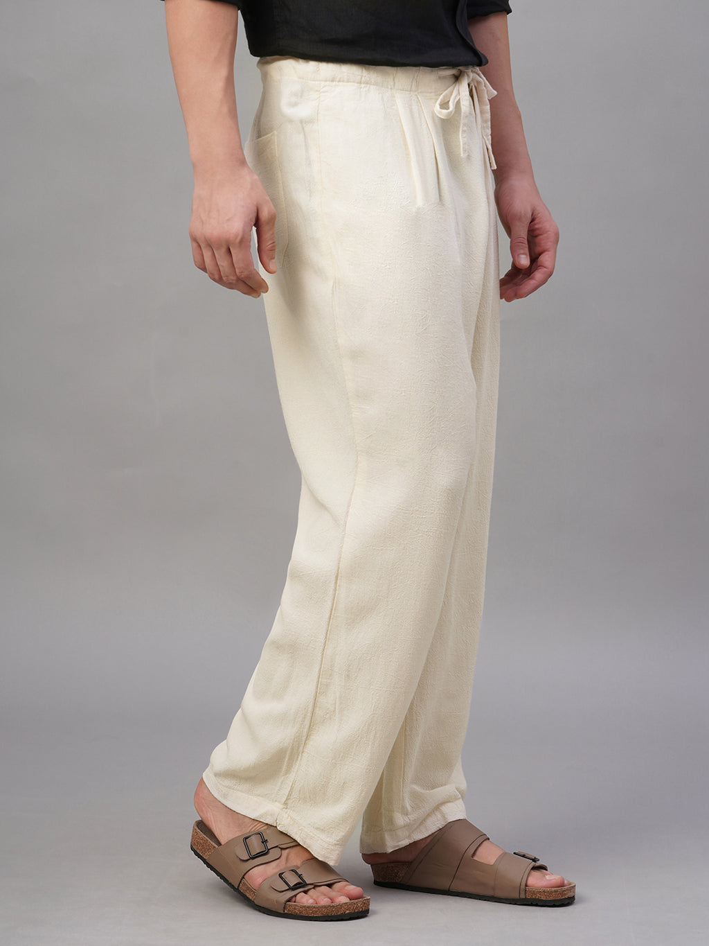 Men's Natural Linen Viscose Loose Fit Pant