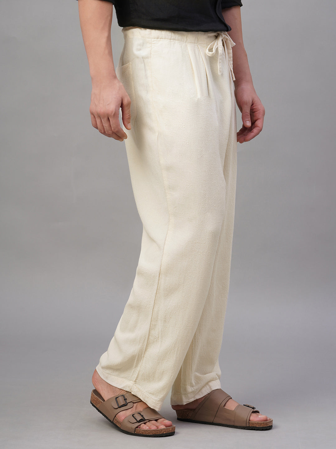 Men's Natural Linen Viscose Loose Fit Pant