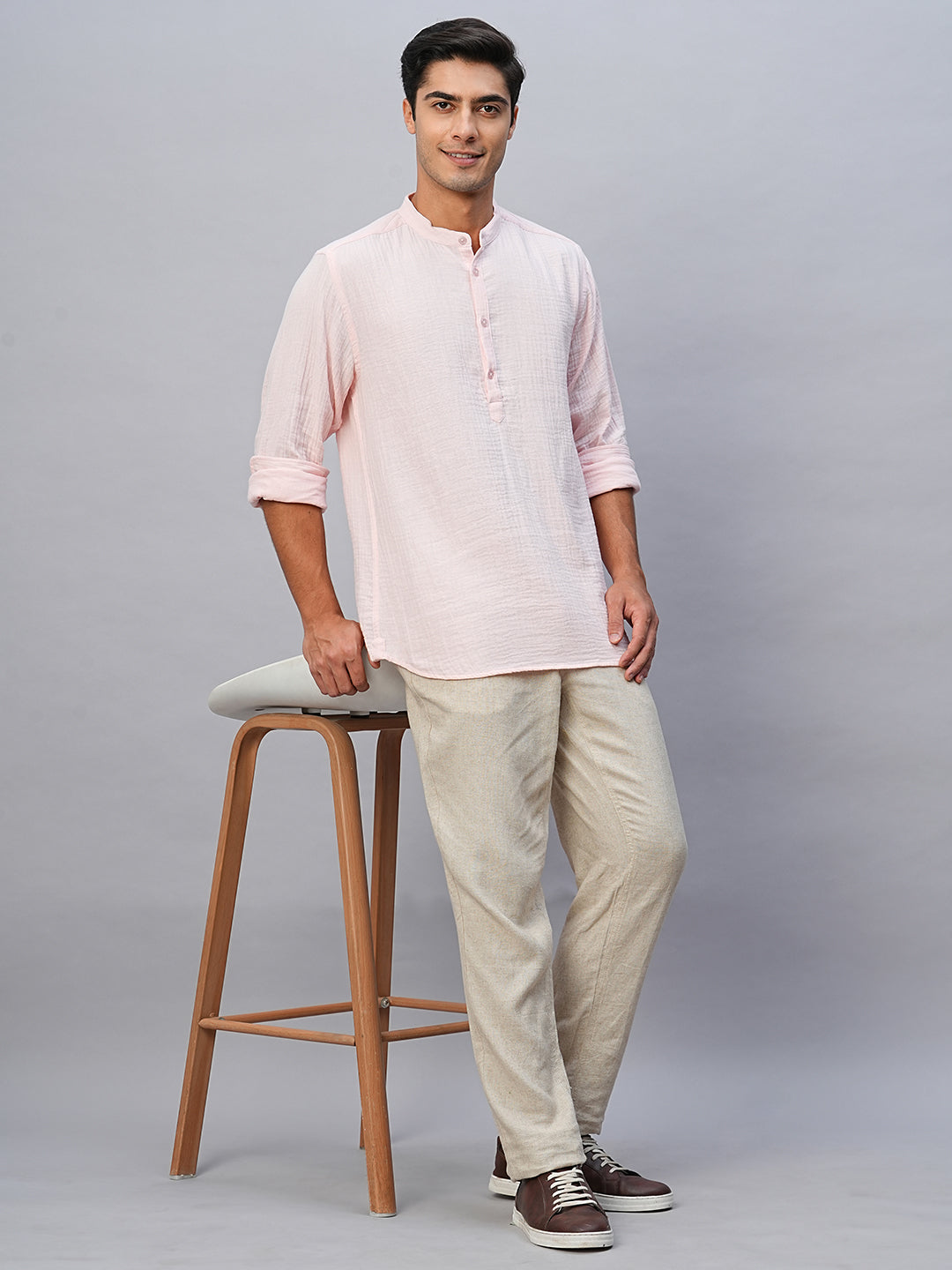 Men's Pink Cotton Regular Fit Shirt