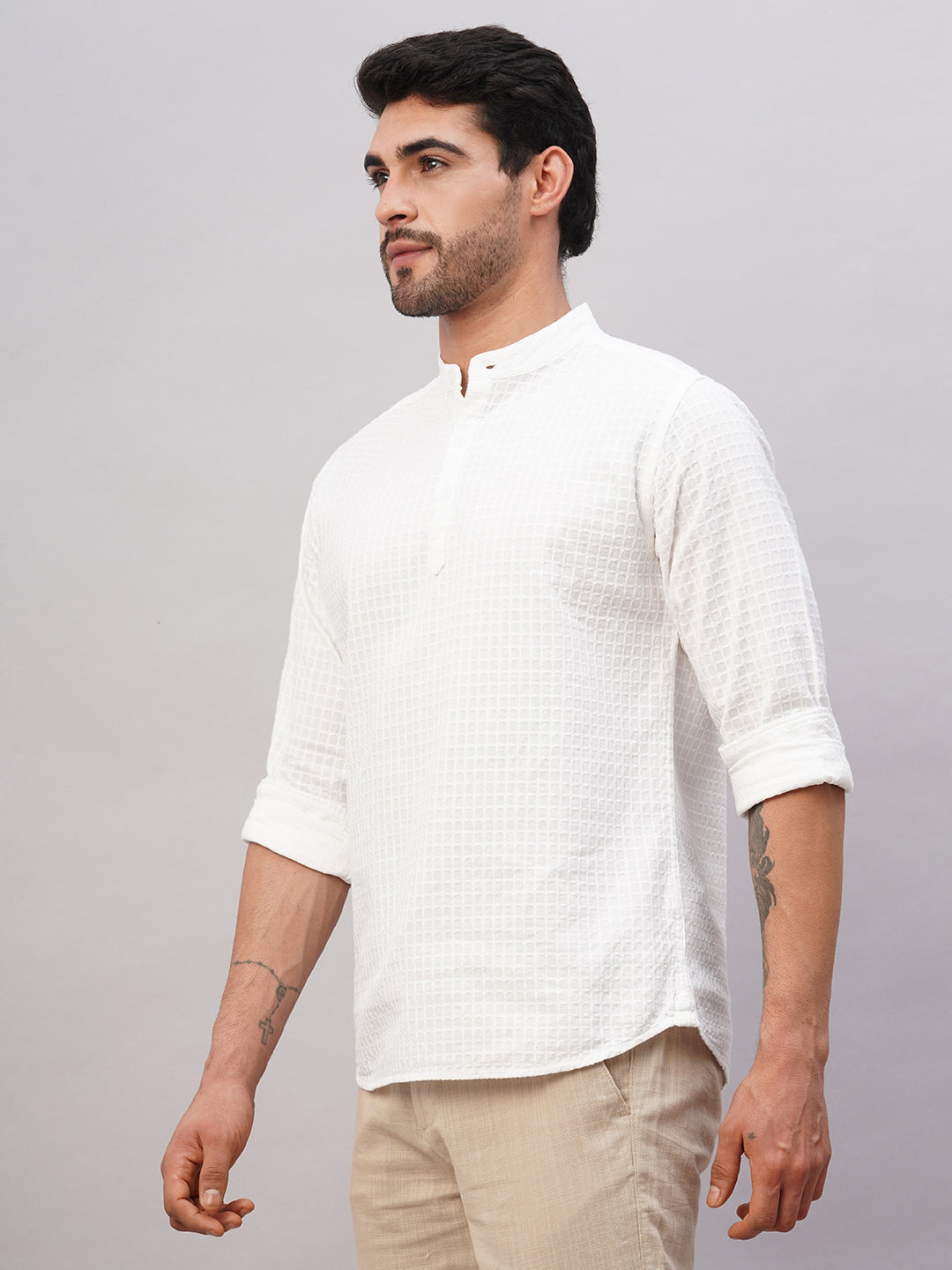 Men's White A 100% Cotton Regular Fit Shirt