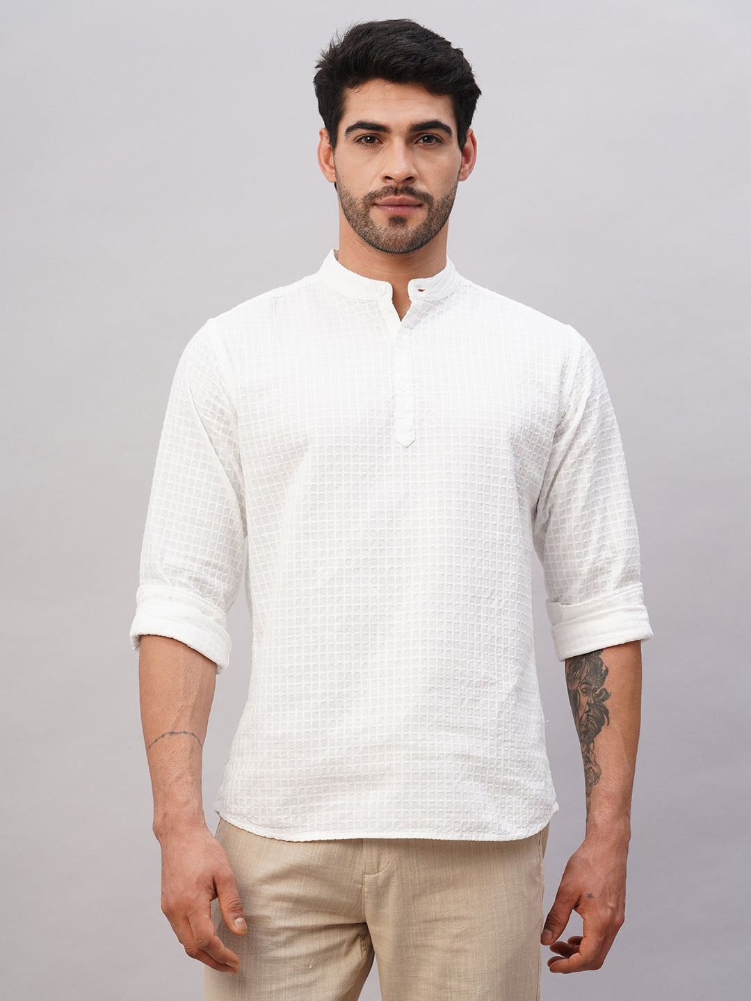 Men's White A 100% Cotton Regular Fit Shirt