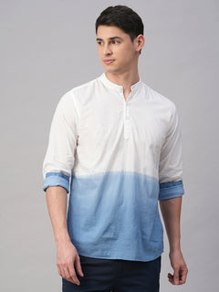 Men's White/Navy Cotton Regular Fit Shirt