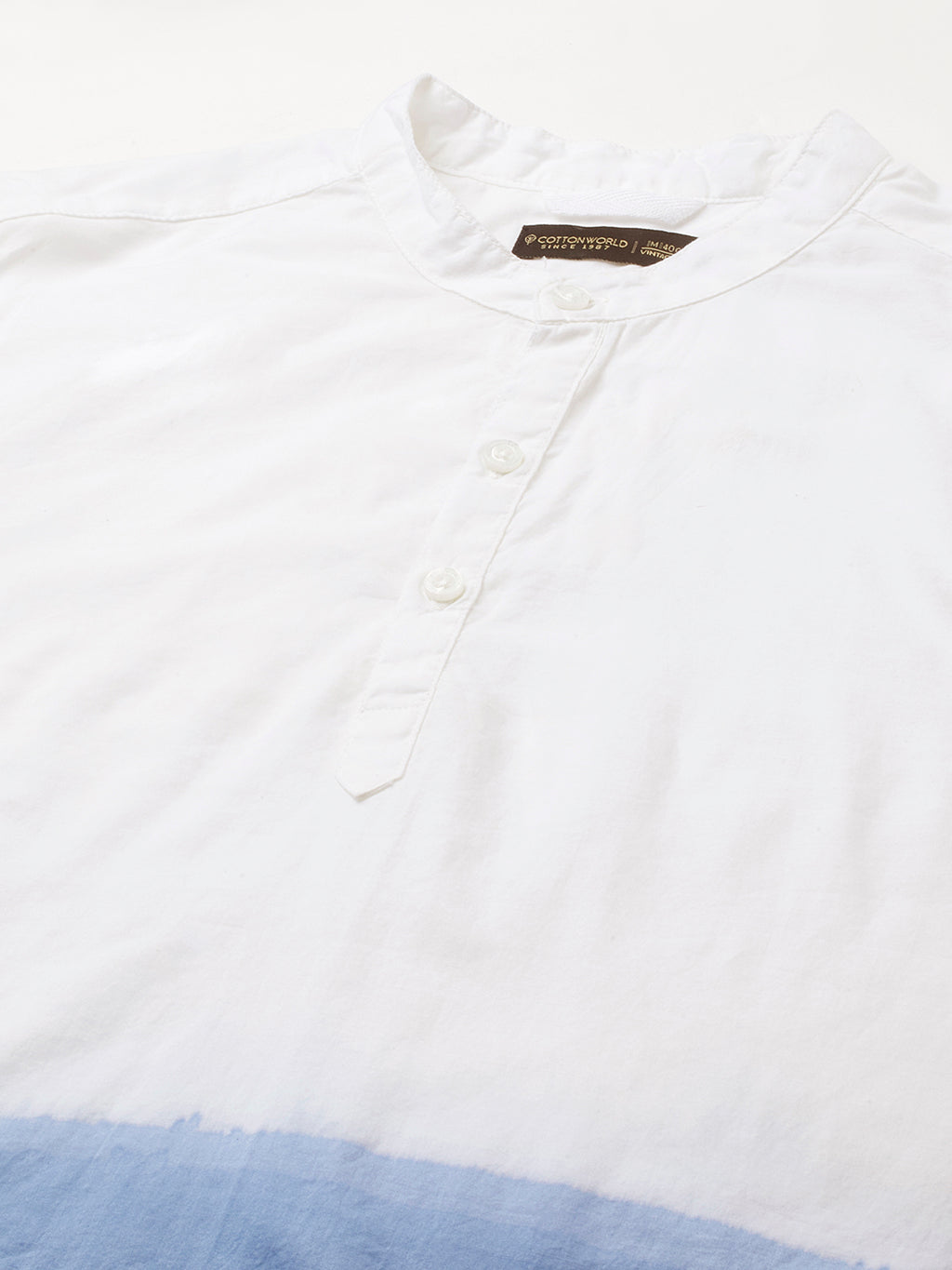 Men's White/Navy Cotton Regular Fit Shirt