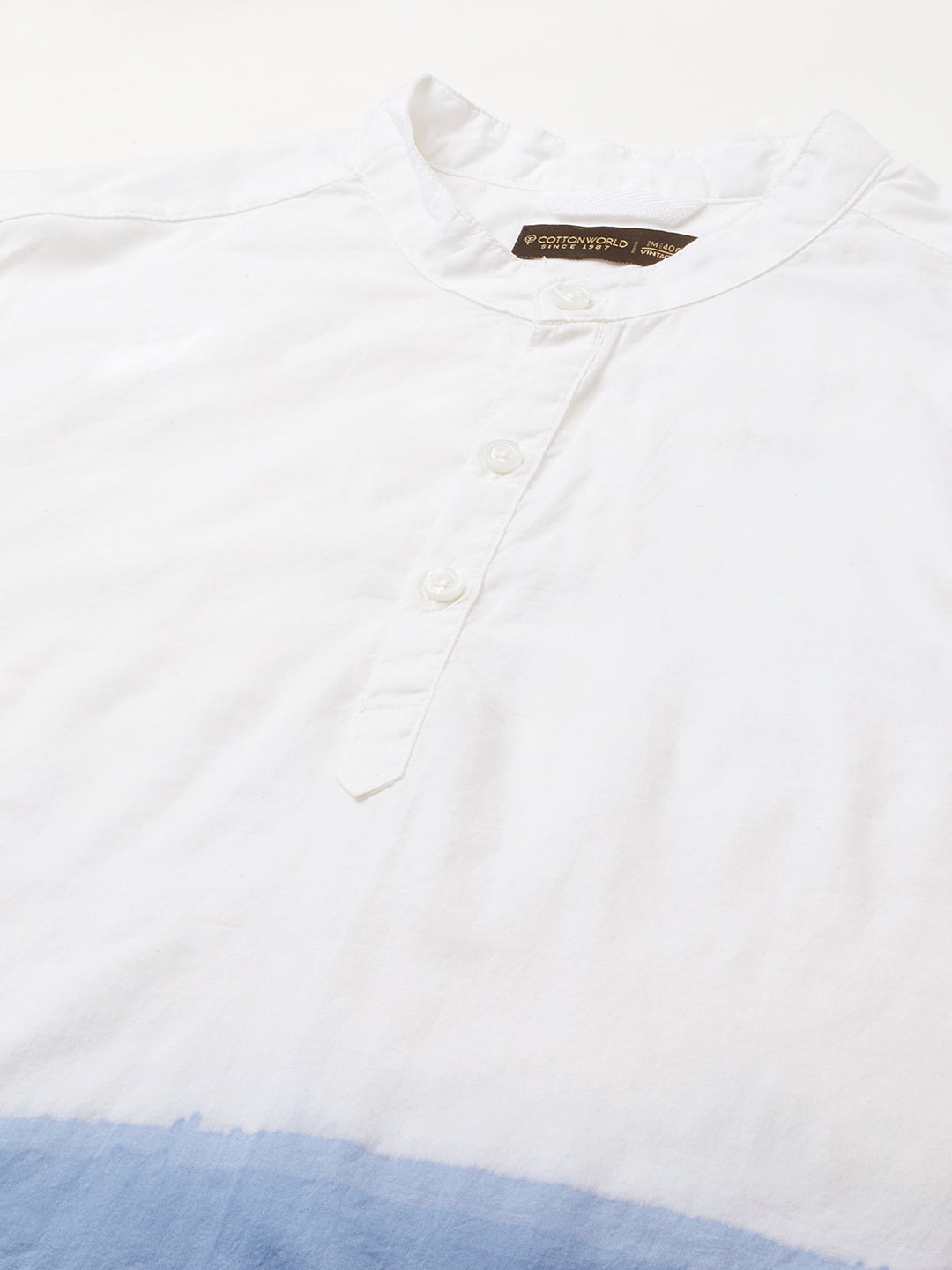 Men's White/Navy Cotton Regular Fit Shirt