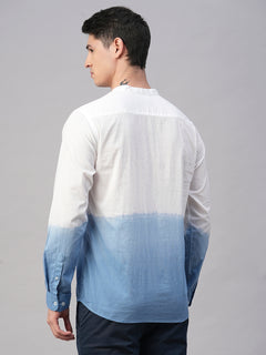 Men's White/Navy Cotton Regular Fit Shirt