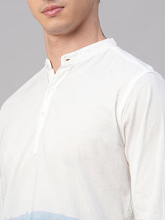 Men's White/Navy Cotton Regular Fit Shirt