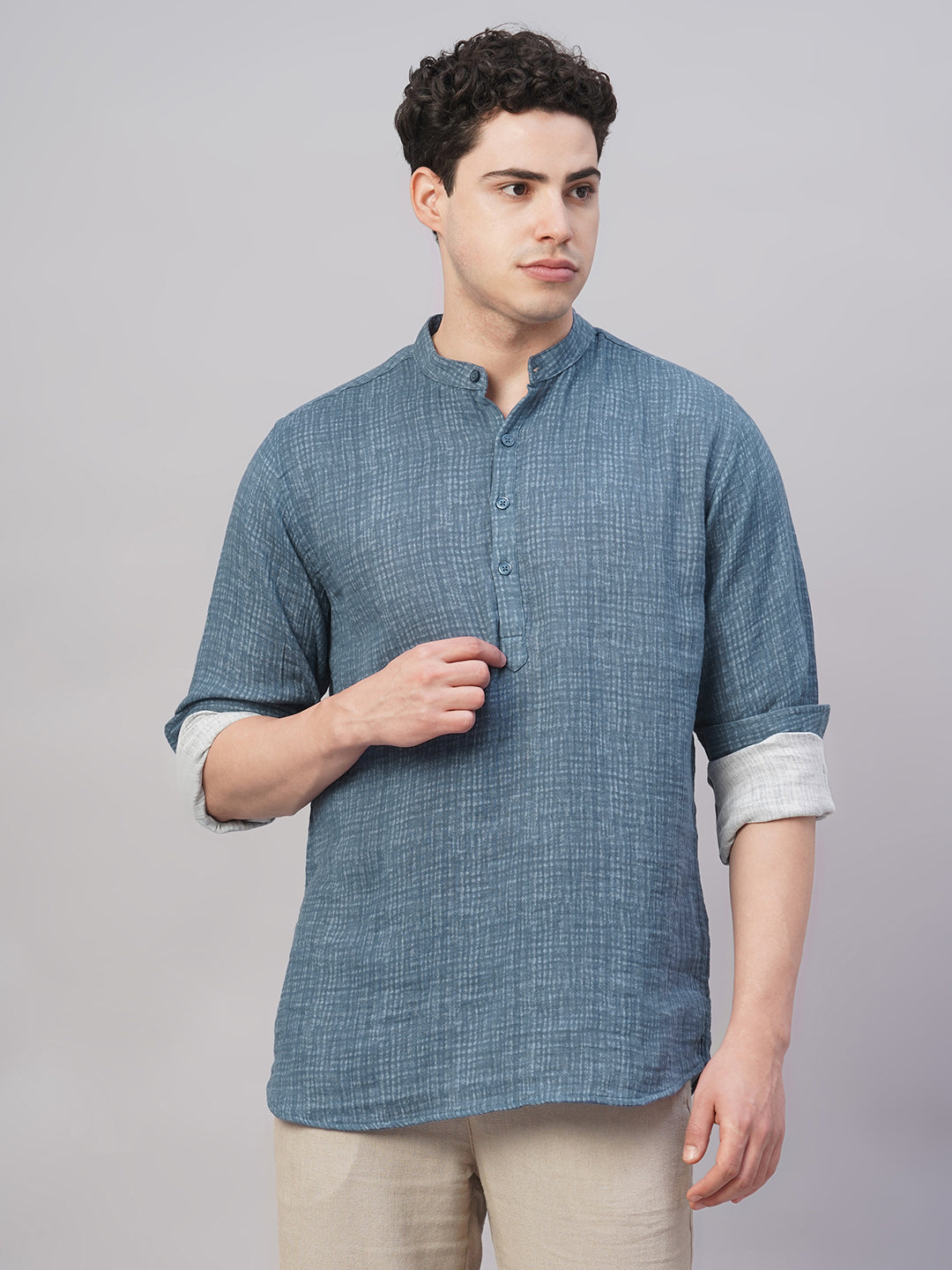 Men's Blue 100% Cotton Regular Fit Shirt