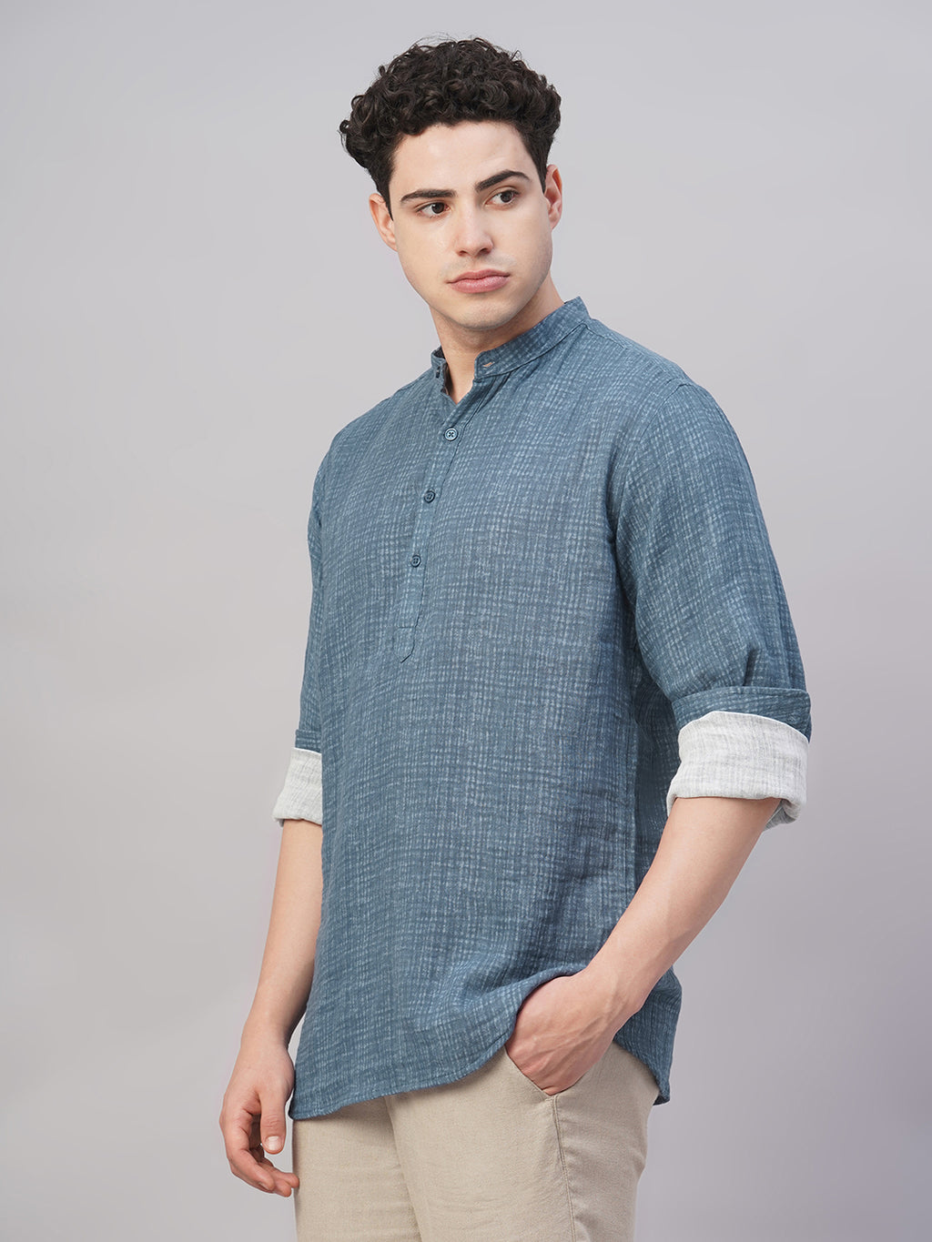 Men's Blue 100% Cotton Regular Fit Shirt