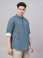 Men's Blue 100% Cotton Regular Fit Shirt