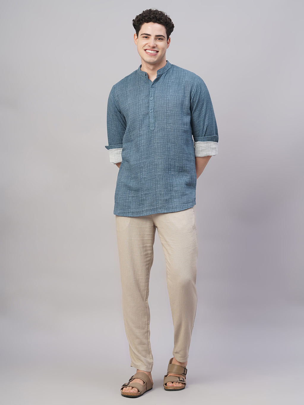 Men's Blue 100% Cotton Regular Fit Shirt