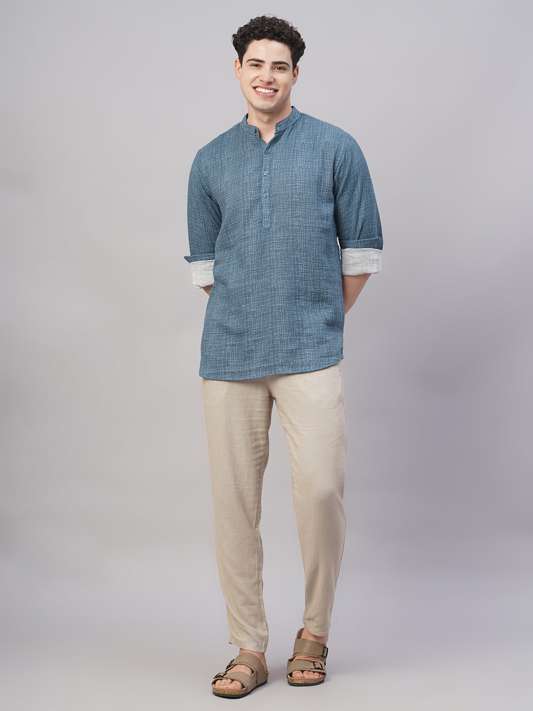 Men's Blue 100% Cotton Regular Fit Shirt