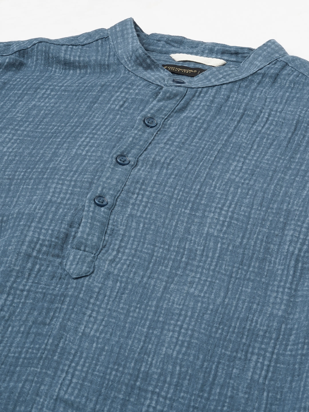 Men's Blue 100% Cotton Regular Fit Shirt