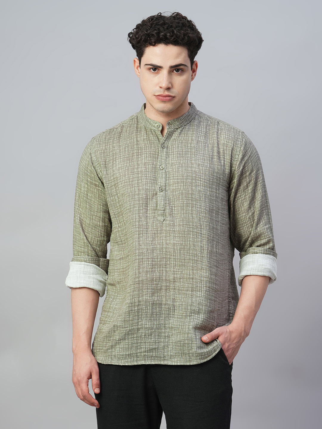 Men's Grey 100% Cotton Regular Fit Shirt