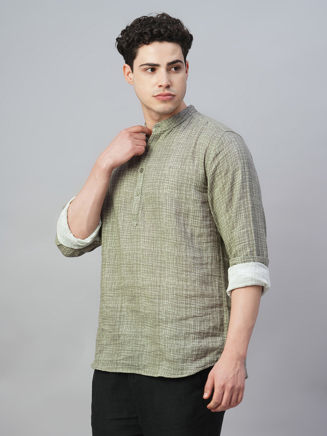 Men's Grey 100% Cotton Regular Fit Shirt