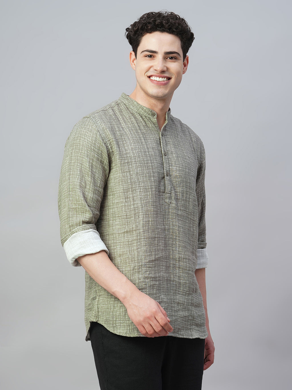 Men's Grey 100% Cotton Regular Fit Shirt