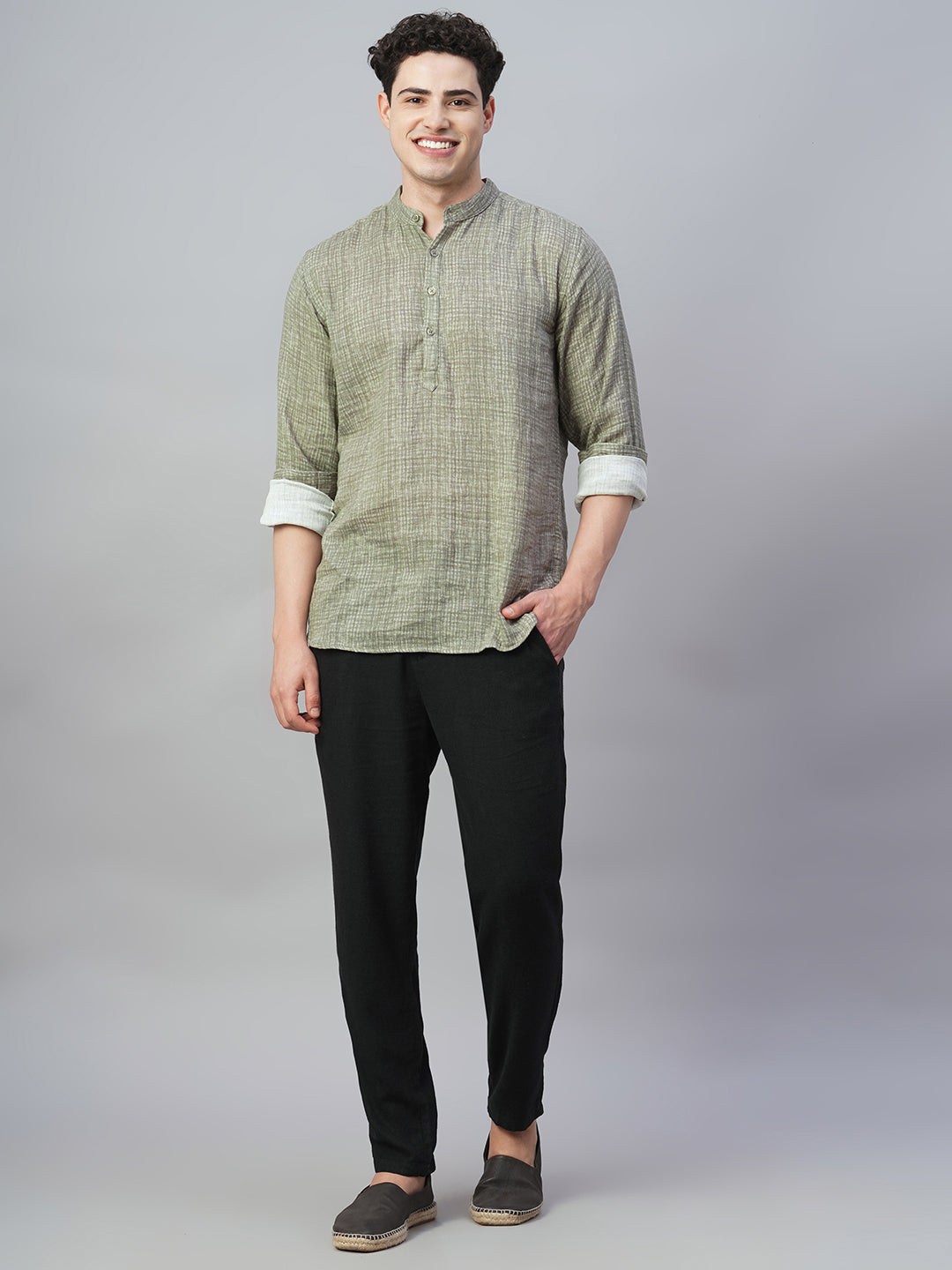Men's Grey 100% Cotton Regular Fit Shirt