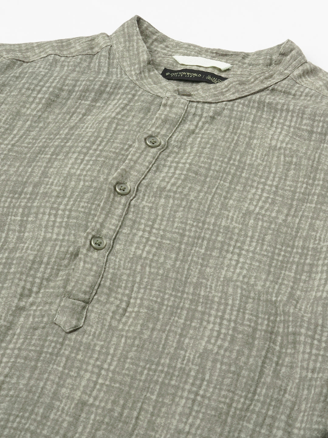 Men's Grey 100% Cotton Regular Fit Shirt