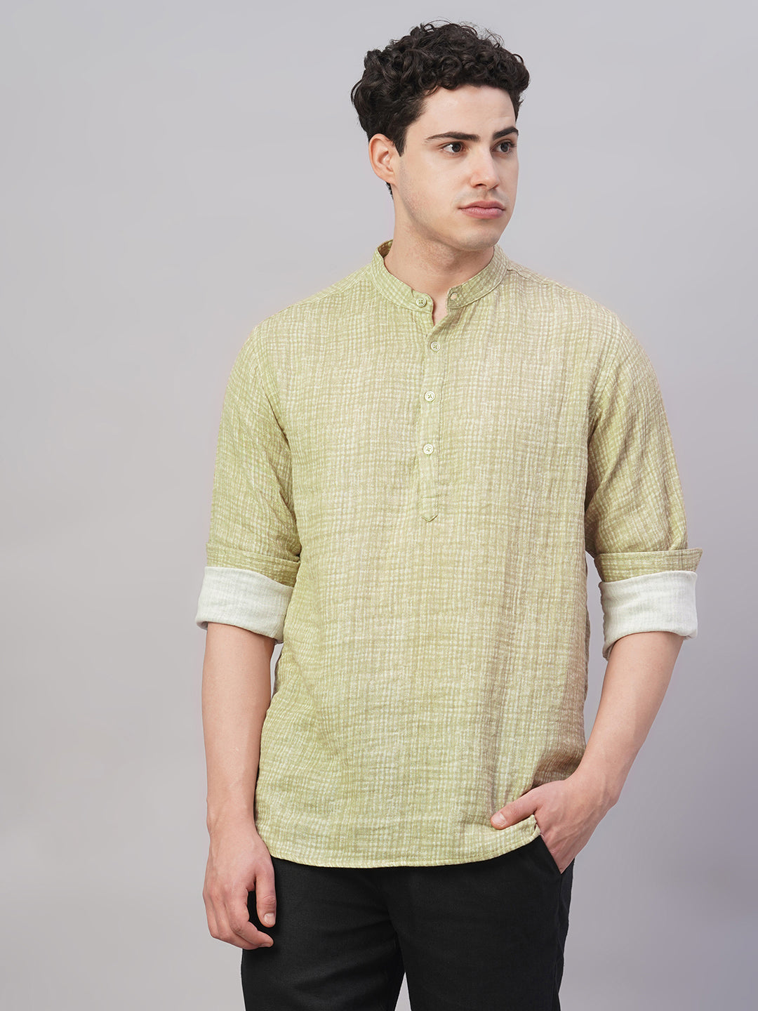 Men's Khaki 100% Cotton Regular Fit Shirt