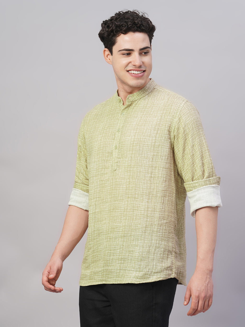 Men's Khaki 100% Cotton Regular Fit Shirt