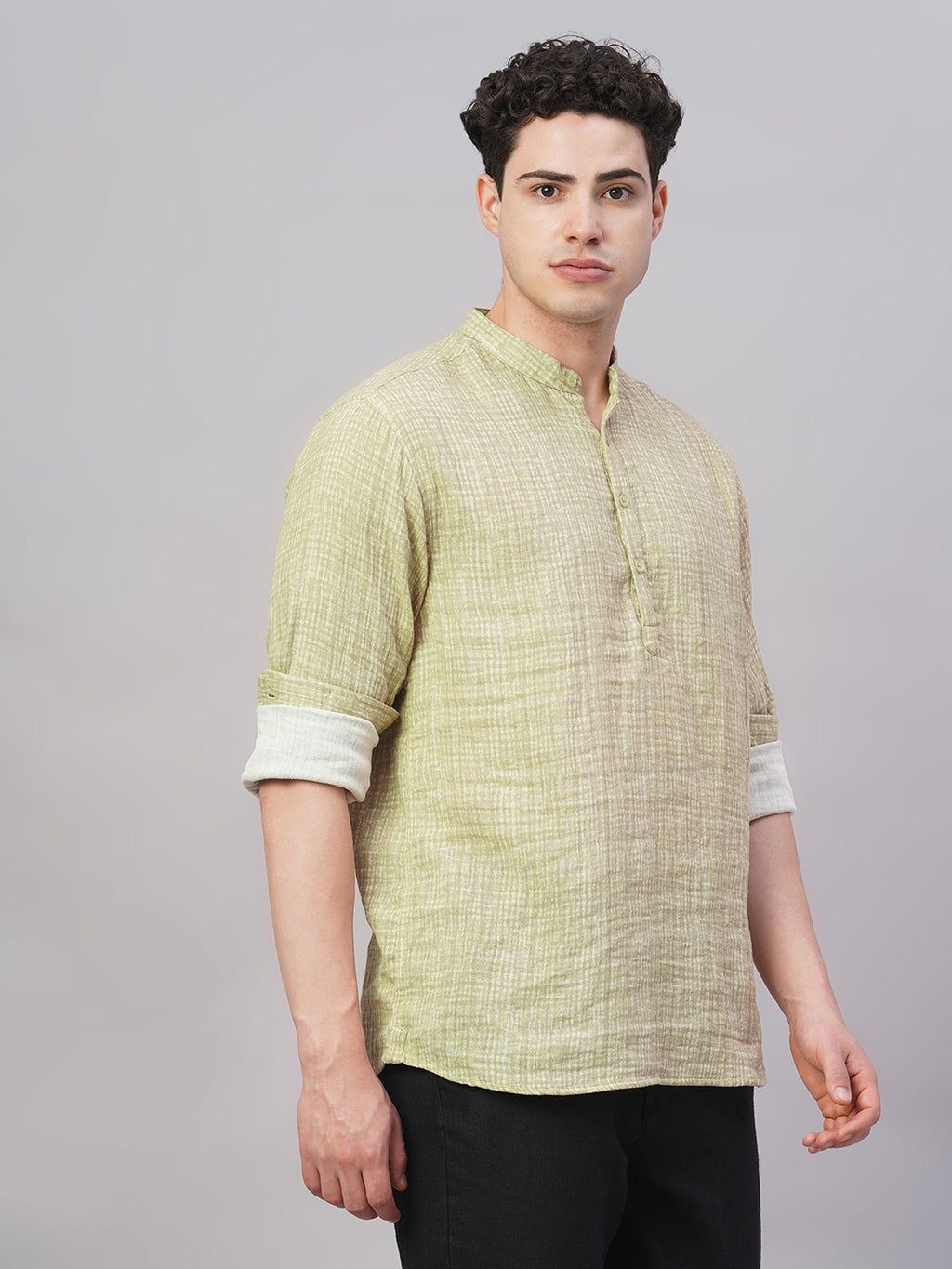 Men's Khaki 100% Cotton Regular Fit Shirt