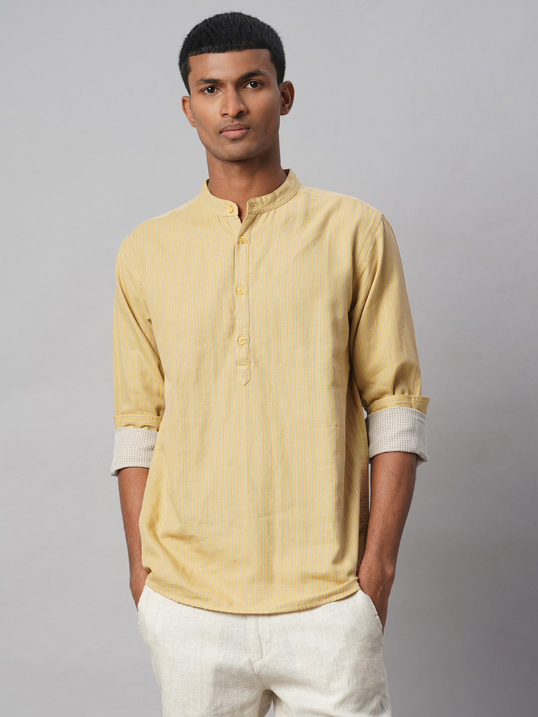Men's Mustard 100% Cotton Regular Fit Shirt