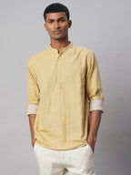 Men's Mustard 100% Cotton Regular Fit Shirt