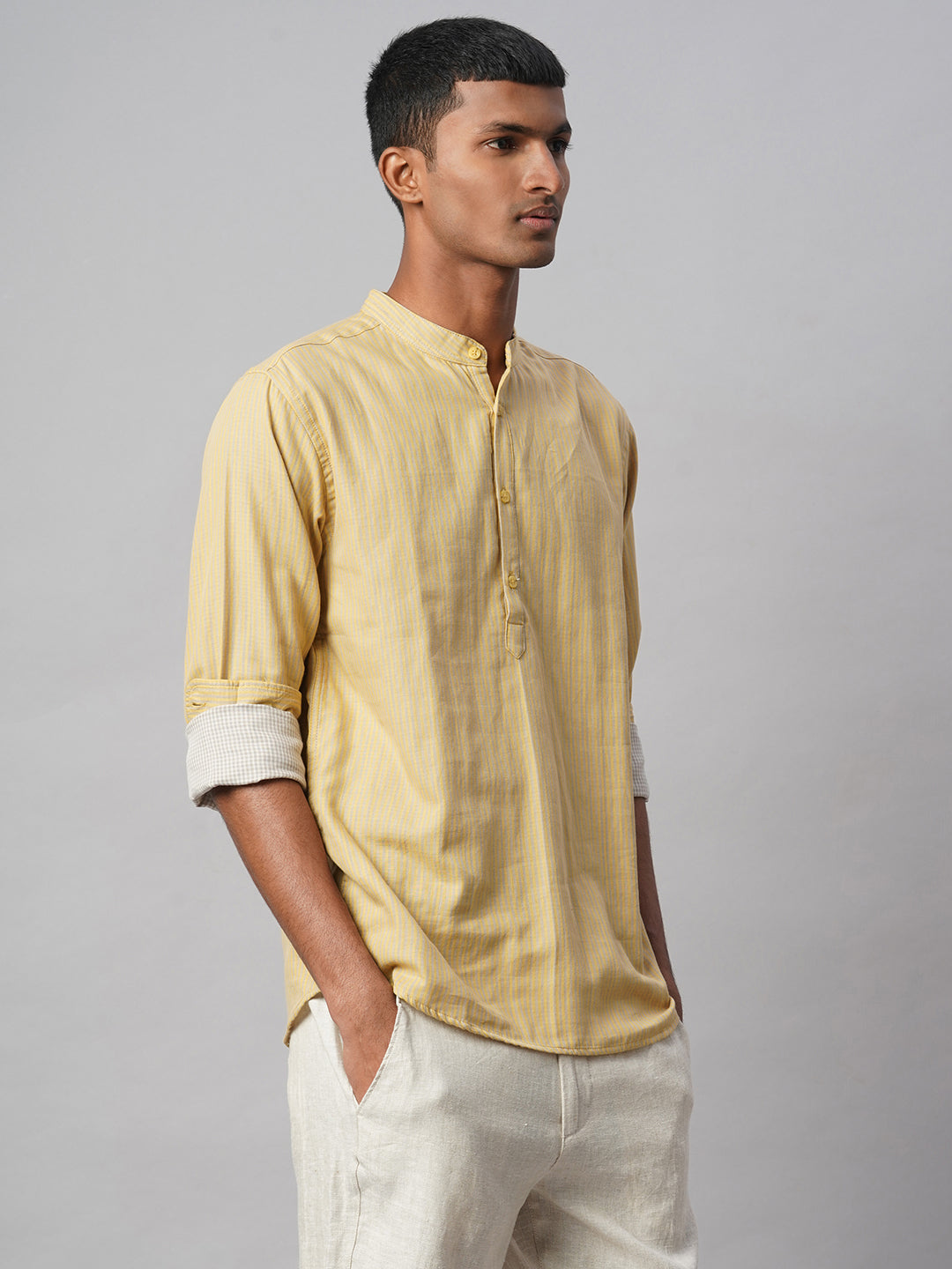Men's Mustard 100% Cotton Regular Fit Shirt