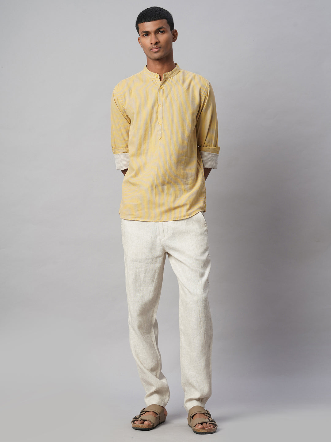 Men's Mustard 100% Cotton Regular Fit Shirt