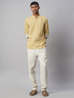 Men's Mustard 100% Cotton Regular Fit Shirt