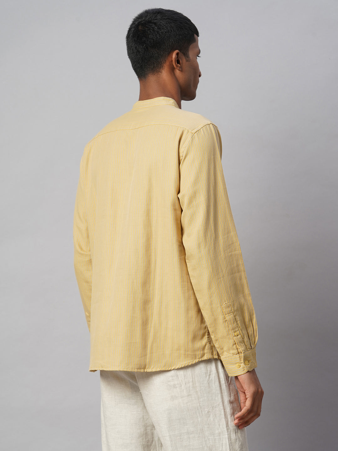 Men's Mustard 100% Cotton Regular Fit Shirt