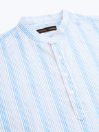 Men's Blue Cotton Lyocell Regular Fit Shirt