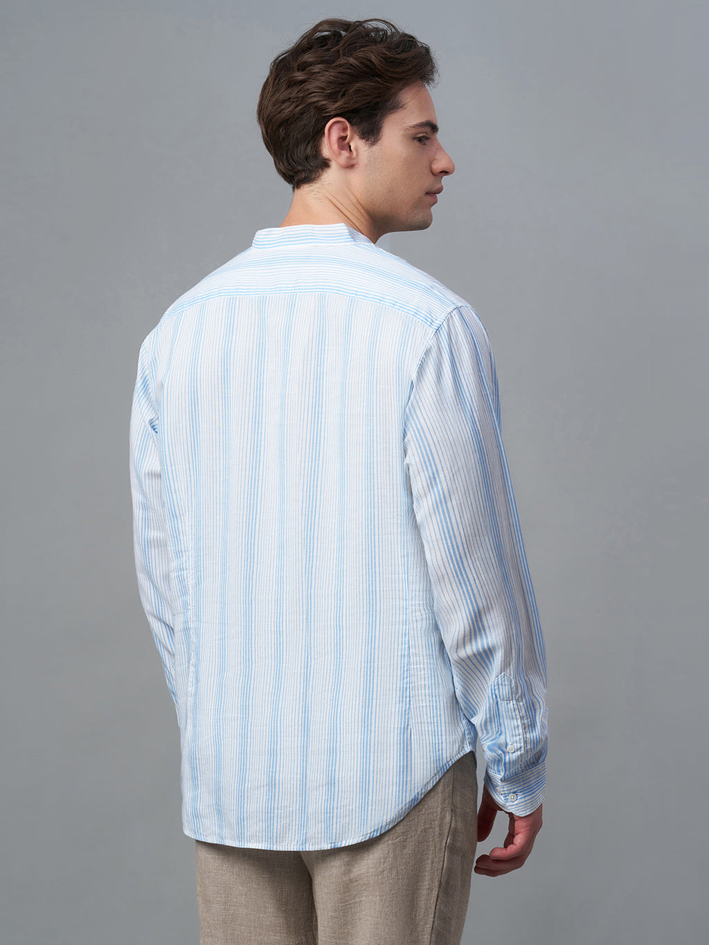 Men's Blue Cotton Lyocell Regular Fit Shirt