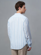 Men's Blue Cotton Lyocell Regular Fit Shirt