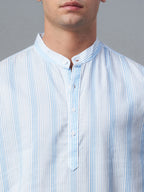 Men's Blue Cotton Lyocell Regular Fit Shirt