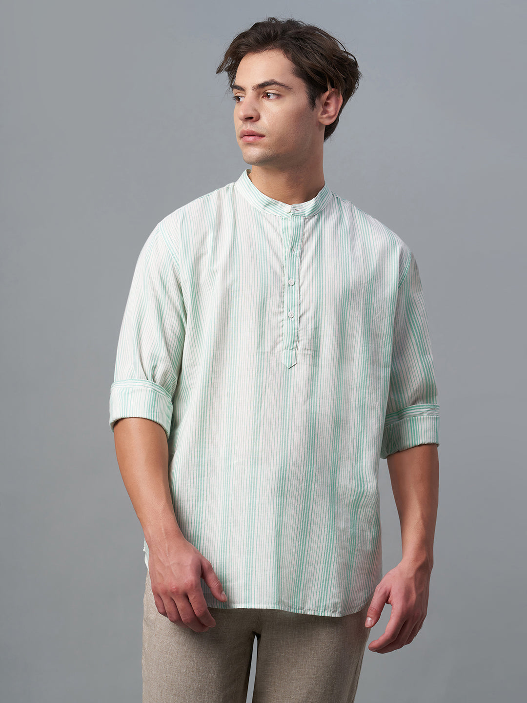 Men's Green Cotton Lyocell Regular Fit Shirt