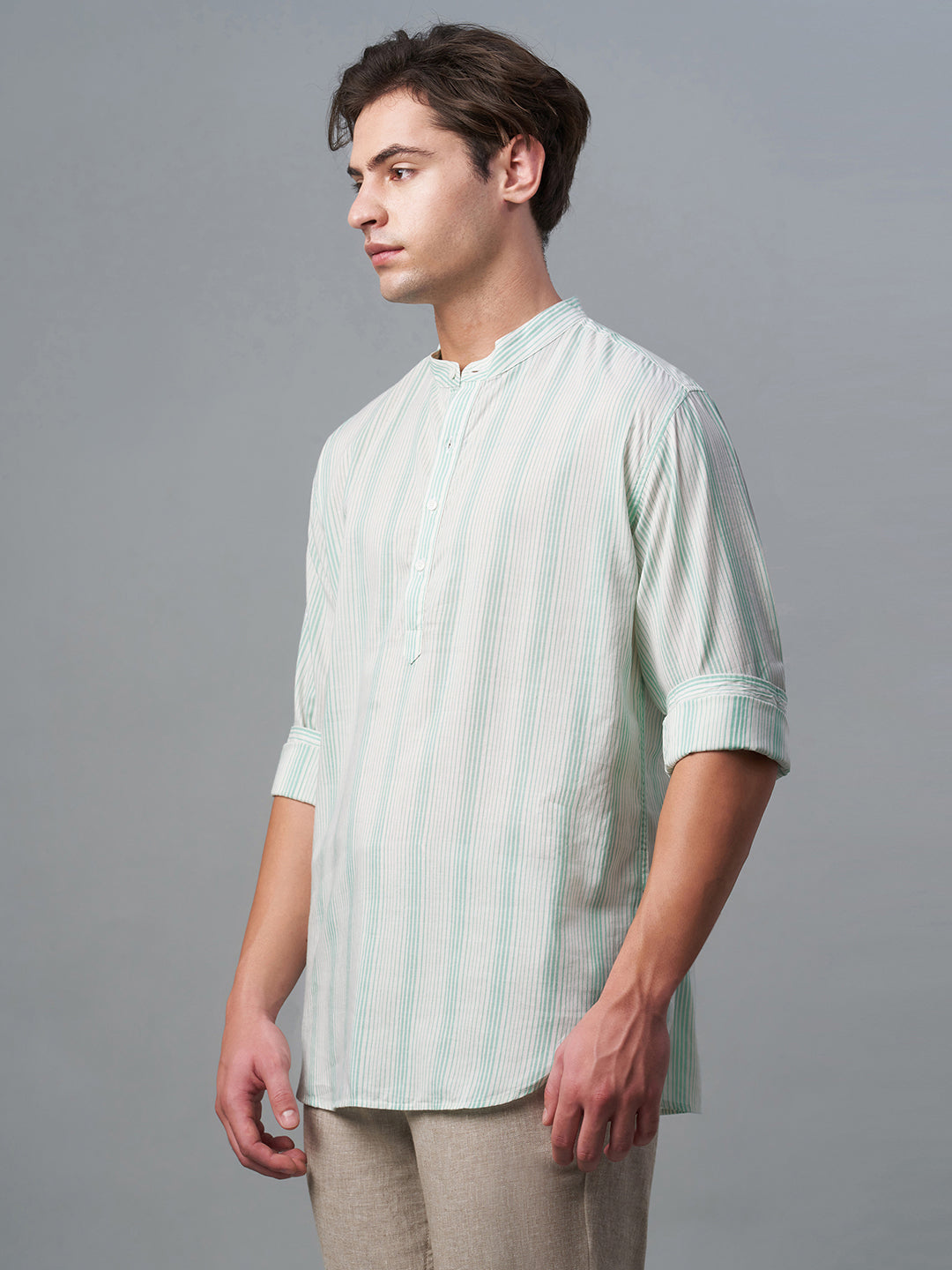 Men's Green Cotton Lyocell Regular Fit Shirt