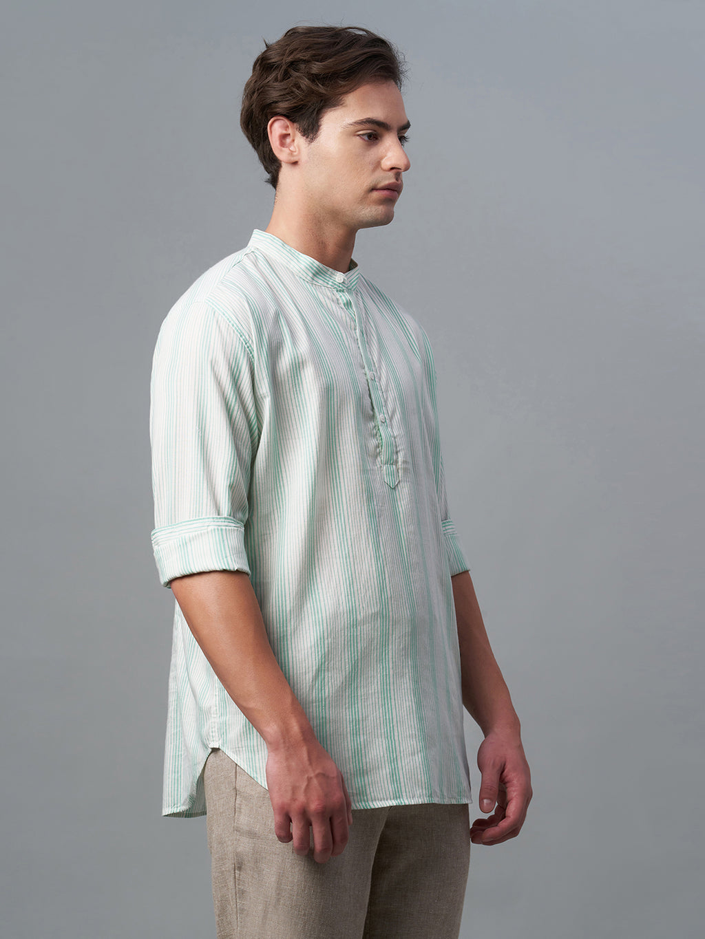 Men's Green Cotton Lyocell Regular Fit Shirt