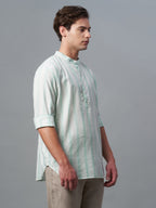 Men's Green Cotton Lyocell Regular Fit Shirt