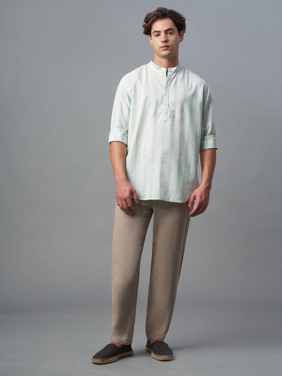 Men's Green Cotton Lyocell Regular Fit Shirt