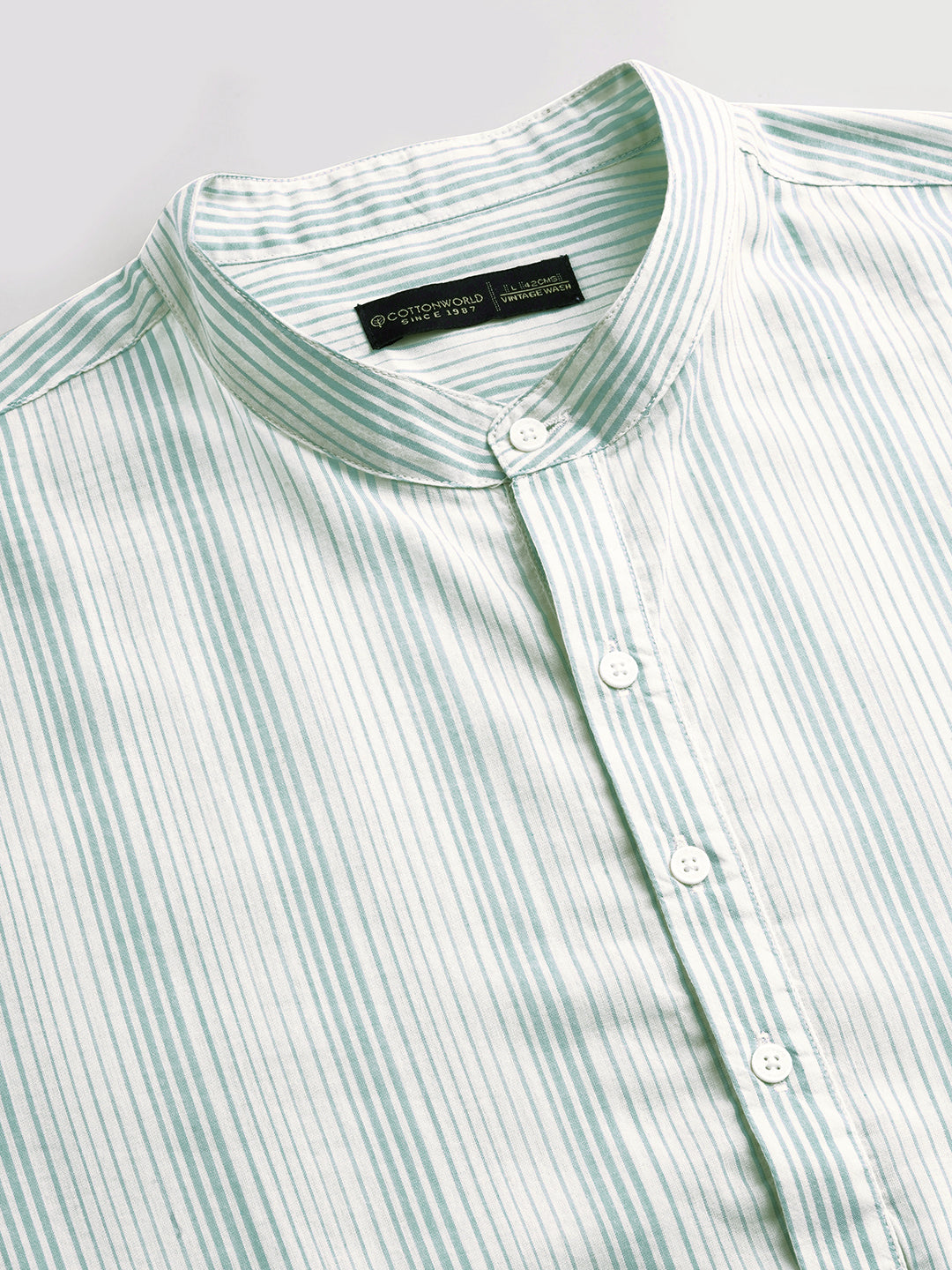 Men's Green Cotton Lyocell Regular Fit Shirt
