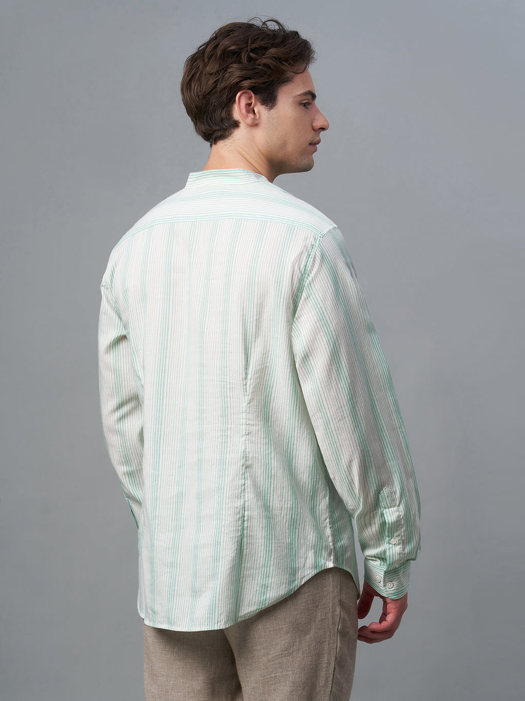 Men's Green Cotton Lyocell Regular Fit Shirt