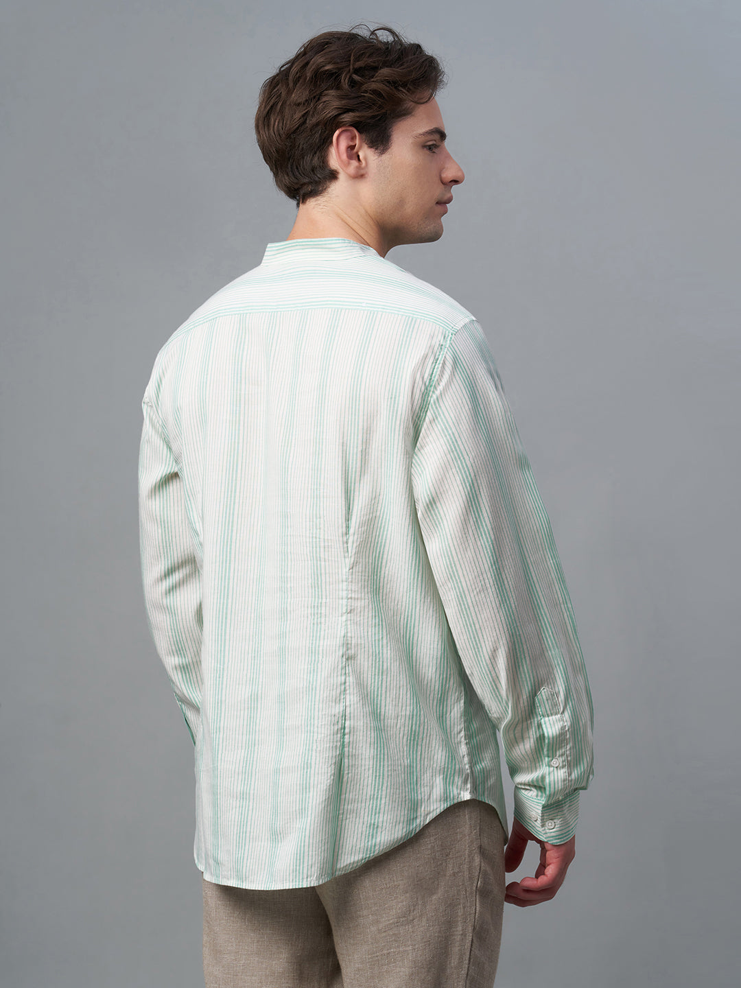 Men's Green Cotton Lyocell Regular Fit Shirt