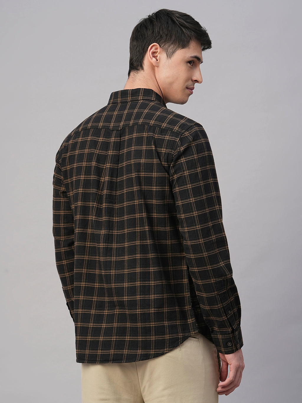 Men's Black Cotton Regular Fit Shirt