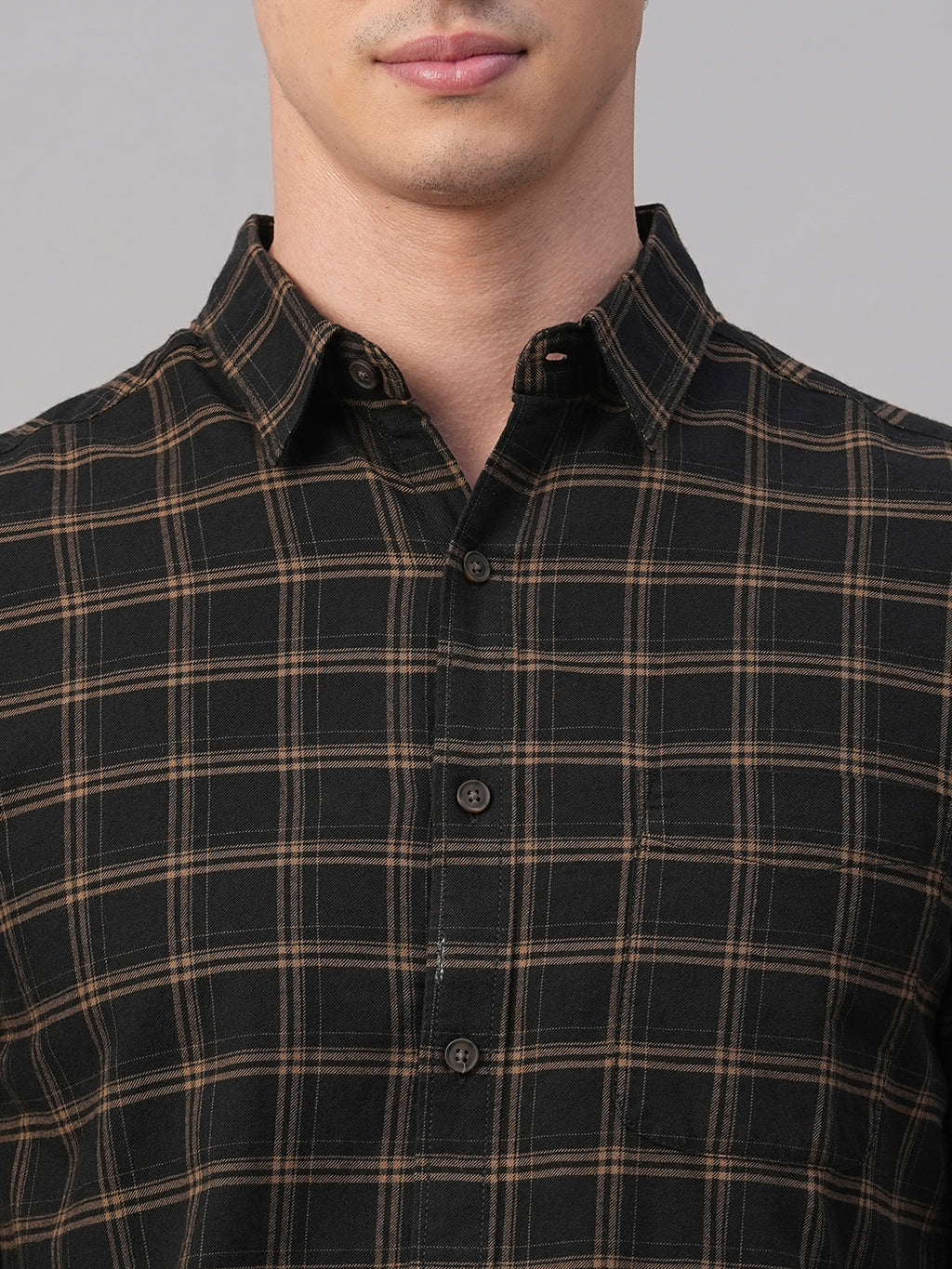 Men's Black Cotton Regular Fit Shirt