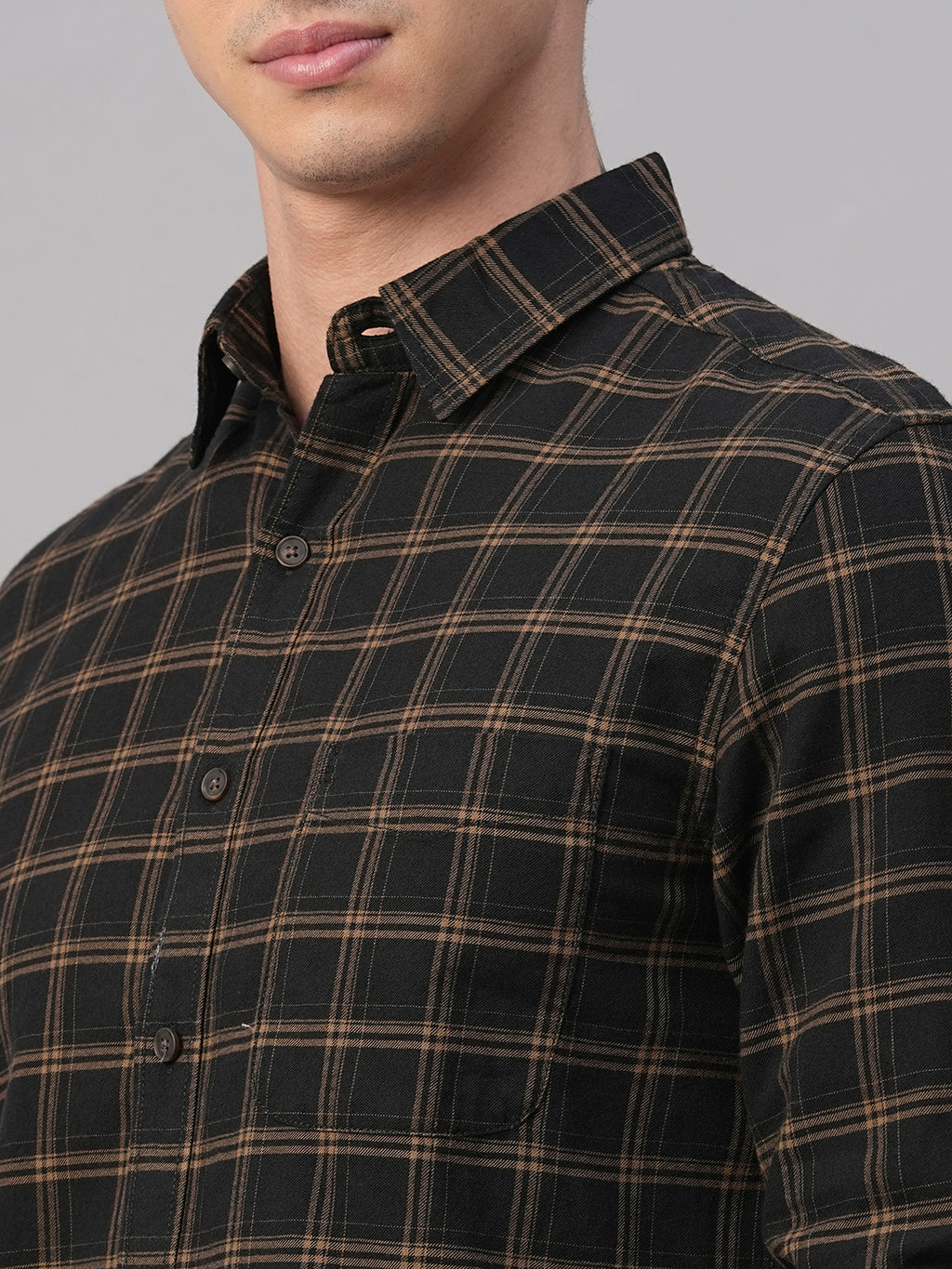 Men's Black Cotton Regular Fit Shirt
