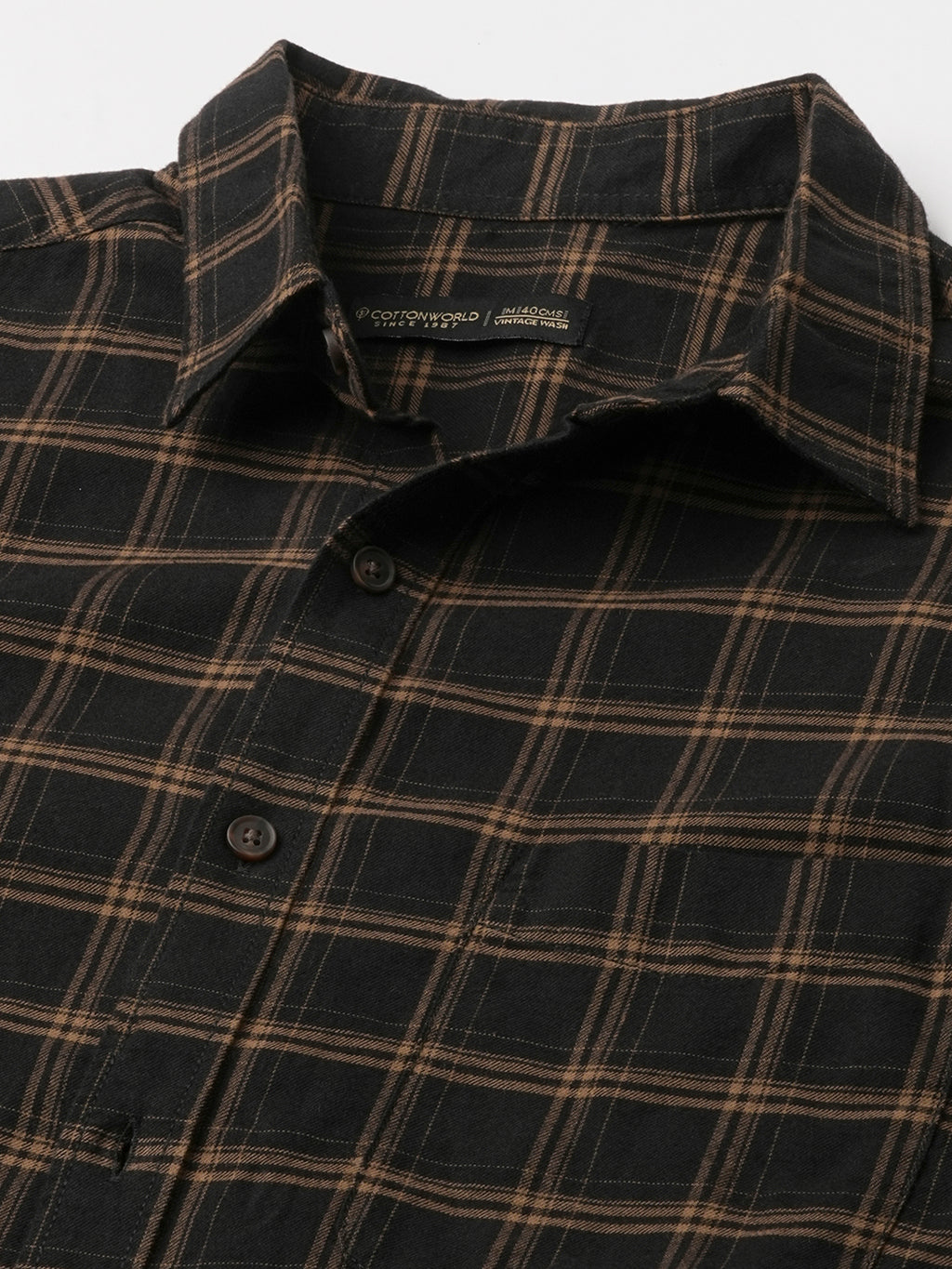 Men's Black Cotton Regular Fit Shirt