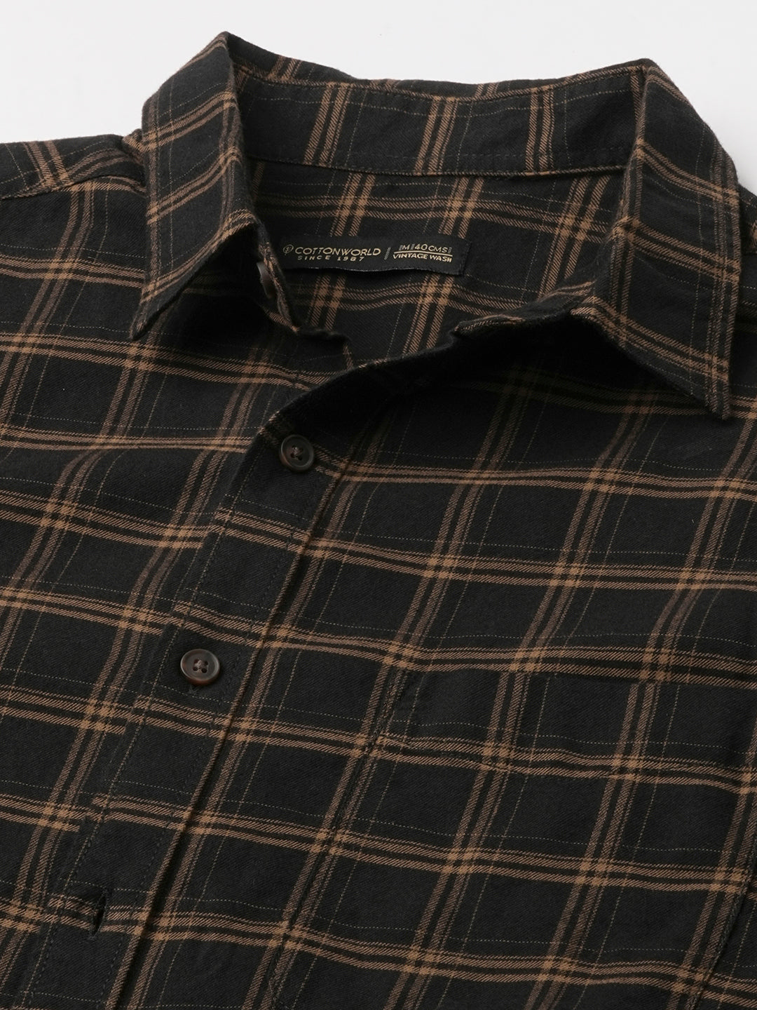 Men's Black Cotton Regular Fit Shirt