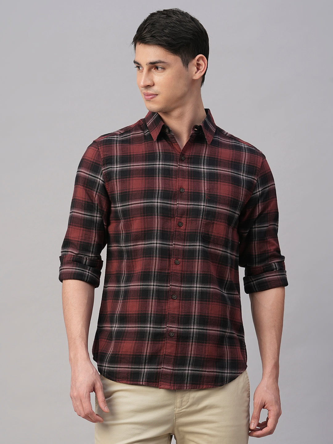 Men's Brown Cotton Regular Fit Shirt